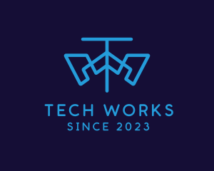 Blue Tech Letter TW logo design