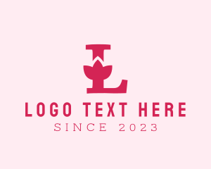Initial - Pink Letter L Flower logo design
