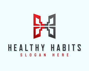 Geometric Modern Letter H logo design