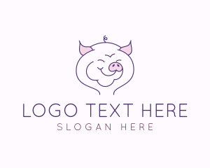 Cute - Line Art Pig logo design