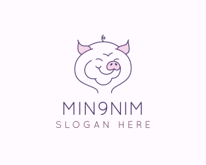 Line Art Pig  Logo