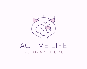 Stuffed Toy - Line Art Pig logo design