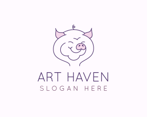 Line Art Pig  logo design