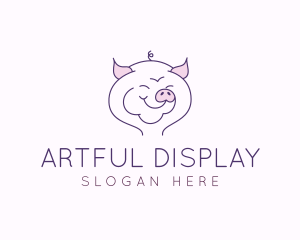 Line Art Pig  logo design