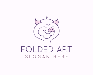 Line Art Pig  logo design