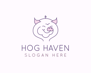 Line Art Pig  logo design