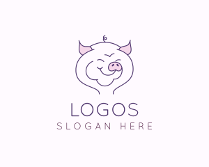 Cartoon - Line Art Pig logo design
