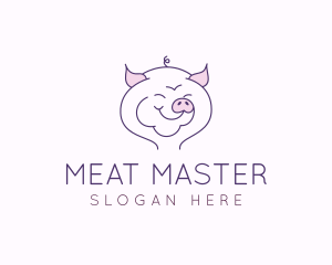 Line Art Pig  logo design