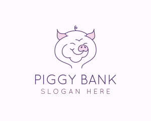 Piggy - Line Art Pig logo design