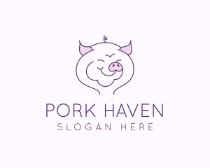 Piggery - Line Art Pig logo design