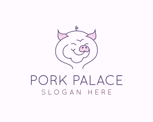 Line Art Pig  logo design