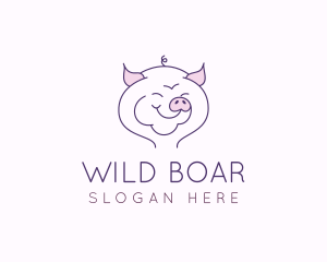 Boar - Line Art Pig logo design