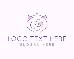 Stuffed Toy - Line Art Pig logo design