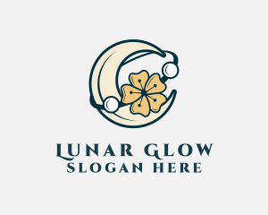 Flower Orbit Moon logo design