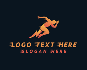 Runner - Lightning Human Sprinter logo design