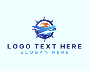 Travel Blogger - Airplane Navigation Compass logo design