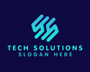 Technological - Blue Abstract Letter S logo design