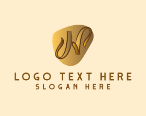 Elegant - Golden Ribbon Letter H logo design