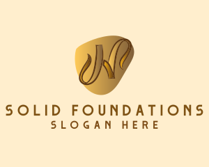 Ag - Golden Ribbon Letter H logo design