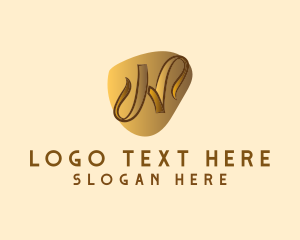 Hotel - Golden Ribbon Letter H logo design