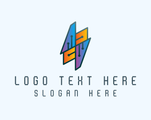 Letter T - Tech Circuit Network logo design