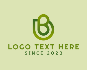 Ecosystem - Green Leaf Letter B logo design