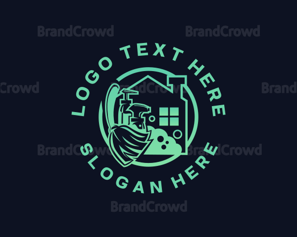 Broom House Cleaning Logo