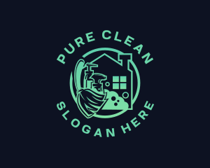 Broom House Cleaning logo design