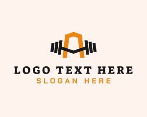 Gym - Barbell Physical Fitness Letter A logo design