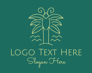 Wave - Simple Butterfly Palm Tree logo design