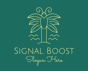 Simple Butterfly Palm Tree logo design