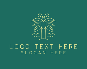 Outdoor - Simple Butterfly Palm Tree logo design