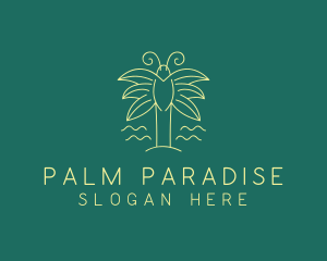 Simple Butterfly Palm Tree logo design