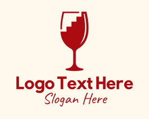 Wine Server - Staircase Wine Glass logo design