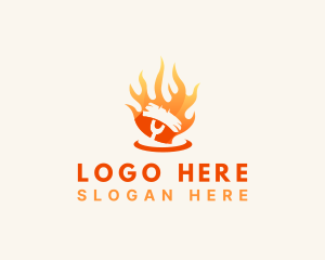 Lunch - Flame Grill Barbecue logo design