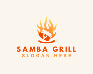 Flame Grill Barbecue logo design