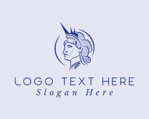Statue Of Liberty - Blue Crown Woman logo design