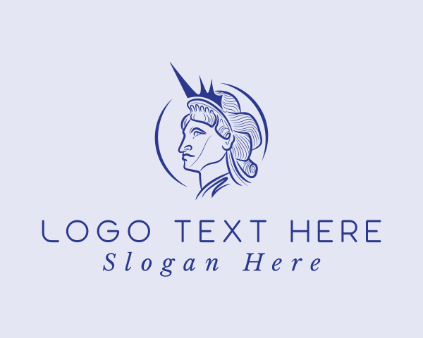 American - Blue Crown Woman logo design