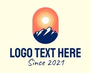 Trekking - Sunrise Mountain Badge logo design