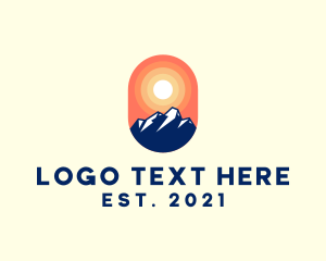 Eco Friendly - Sunrise Mountain Badge logo design