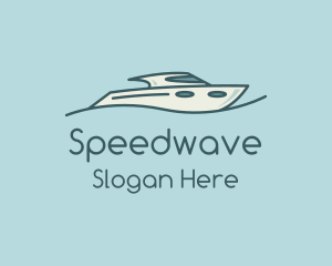 Motorboat - Teal Wave Speedboat logo design