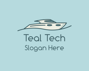 Teal Wave Speedboat logo design