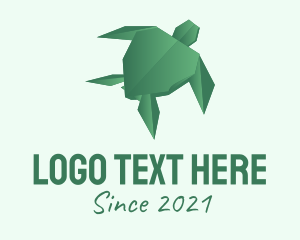 Ocean Life - Green Turtle Origami logo design