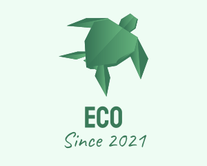 Water Park - Green Turtle Origami logo design