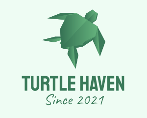 Turtle - Green Turtle Origami logo design