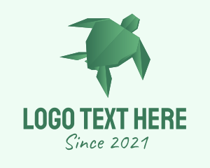 Handicraft - Green Turtle Origami logo design