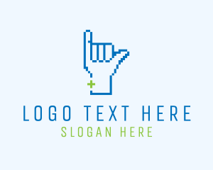 Blue Pixel Shaka Hand Logo