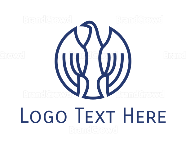 Round Blue Eagle Bird Logo
