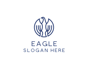 Round Blue Eagle Bird logo design