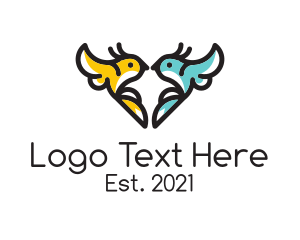 Goldcrest - Twin Heart Bird logo design